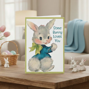 Some Bunny Loves You Vintage Retro Easter Card