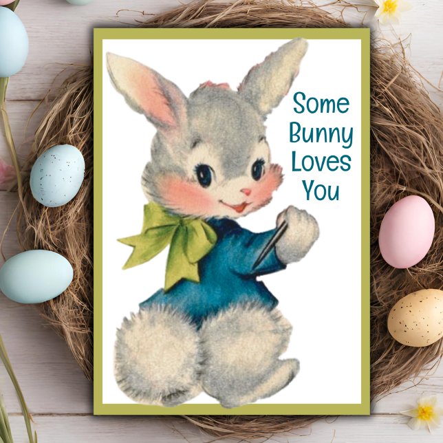 Some Bunny Loves You Vintage Retro Easter Card (Some Bunny Loves You Vintage Retro Easter Card)