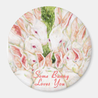 Some Bunny Loves You -White Rabbits Magnet