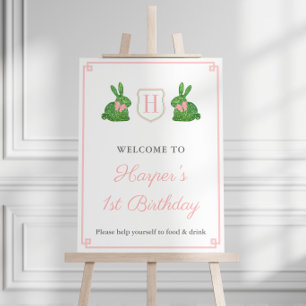 Some Bunny Monogram Girl Birthday Party Welcome Foam Board