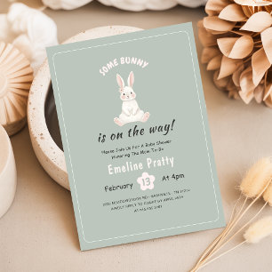 Some Bunny on the Way Cute Rabbit Baby Shower Invitation