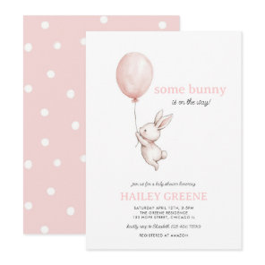 Some Bunny On the Way Pink Spring Girl Baby Shower Invitation