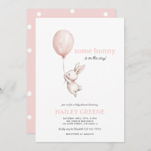 Some Bunny On the Way Pink Spring Girl Baby Shower Invitation