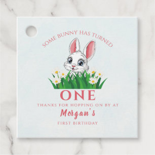 Some Bunny One Cute Rabbit Girls 1st Birthday Favor Tags