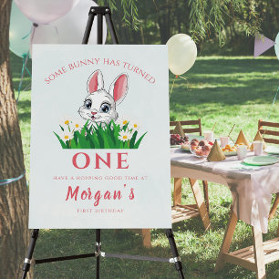 Some Bunny One Cute Rabbit Girls 1st Birthday Foam Board
