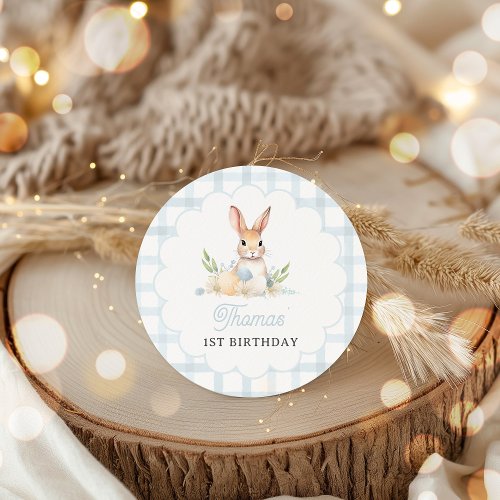 Some Bunny Pastel Spring Blue Bunny Birthday Favor Classic Round Sticker