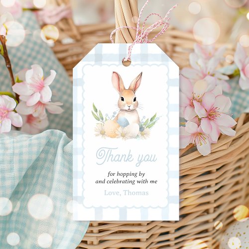 Some Bunny Pastel Spring Blue Bunny Birthday Favor Gift Tags