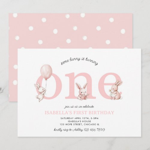 Some Bunny Pink Baby Girl One Easter 1st Birthday