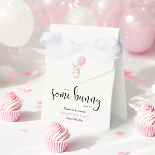 Some Bunny Pink Bow Balloon Bunny Baby Shower Favor Boxes