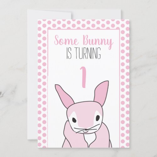 Some Bunny Pink First 1st Birthday Invitation