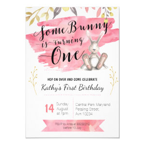 Some Bunny Pink First Birthday Invitation