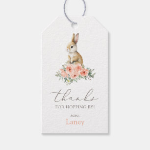 Some Bunny Pink Floral Girl Birthday Party Gift Tags