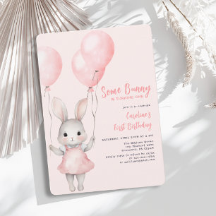 Some Bunny Pink Girl First Birthday Invitation
