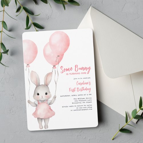 Some Bunny Pink Girl First Birthday