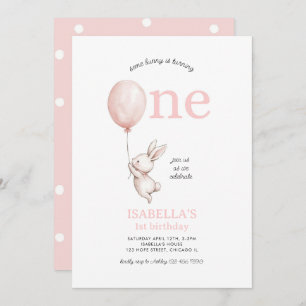 Some Bunny Pink Girl Spring Easter 1st Birthday Invitation