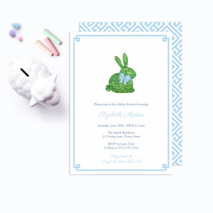 Some Bunny Preppy Spring Little Boy Baby Shower Invitation