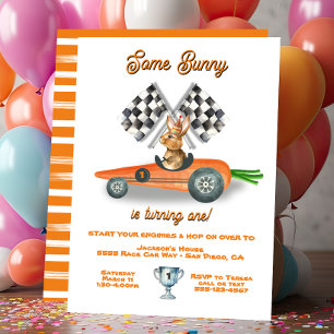 Some Bunny Race Car Easter Spring Birthday Invitation