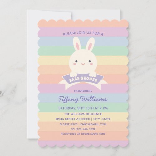 Some Bunny Rainbow Gender Neutral Baby Shower Invitation