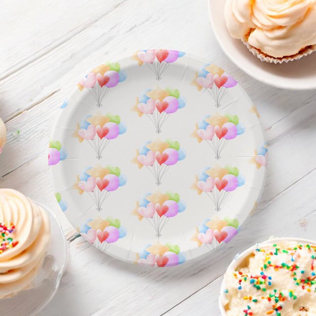 Some Bunny Repeating Rainbow Balloon Bunch Paper Plates (Creator Uploaded)