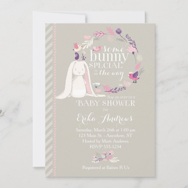 Some Bunny Special Baby Shower Invitation (gray) (Front)
