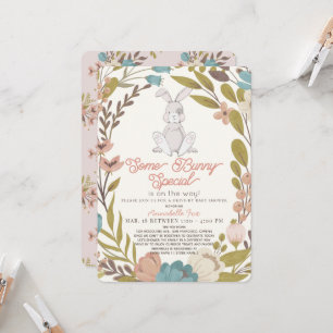 Some Bunny Special Floral Drive-by Baby Shower Invitation