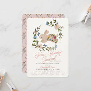 Some Bunny Special Floral Wreath Baby Shower Invitation