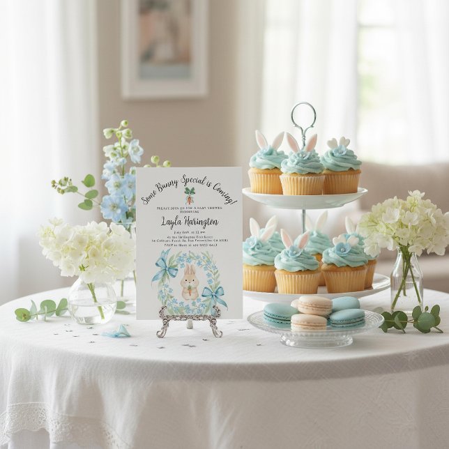 Some Bunny Special Is Coming Wreath Baby Shower  Invitation (Creator Uploaded)