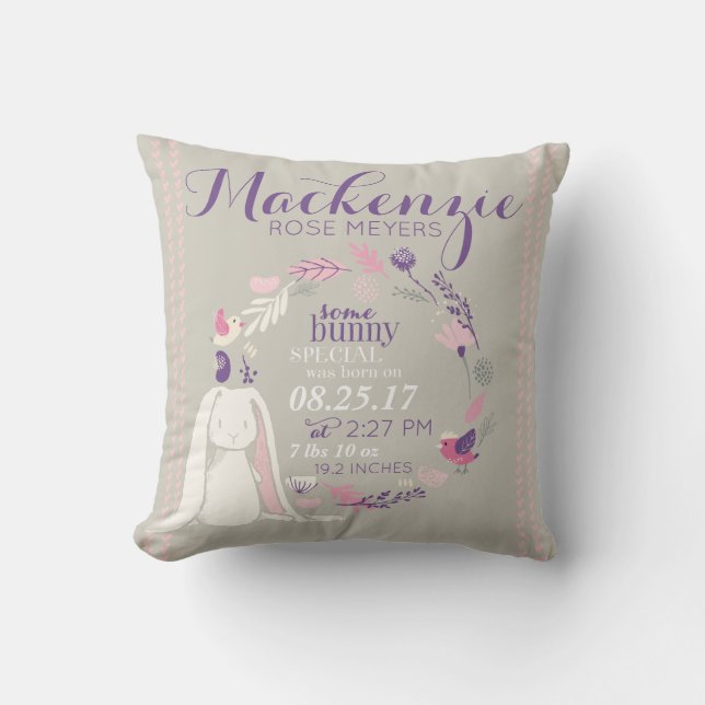 Some Bunny Special Nursery Keepsake Throw Pillow (Front)