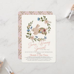 Some Bunny Special Wreath Baby Shower by Mail Invitation