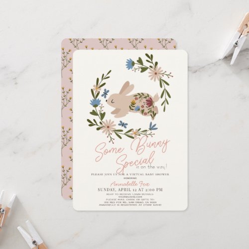 Some Bunny Special Wreath Virtual Baby Shower Invitation