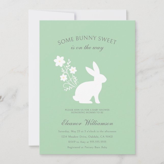 Some bunny sweet floral baby shower  invitation (Front)