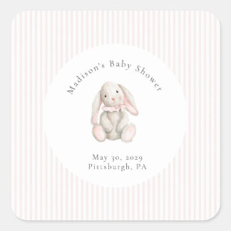 Some Bunny Sweet Pink Baby Shower Square Sticker