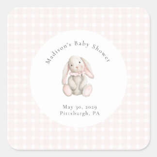 Some Bunny Sweet Pink Baby Shower Square Sticker