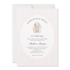 Some Bunny Sweet Pink Girl Baby Shower  Invitation
