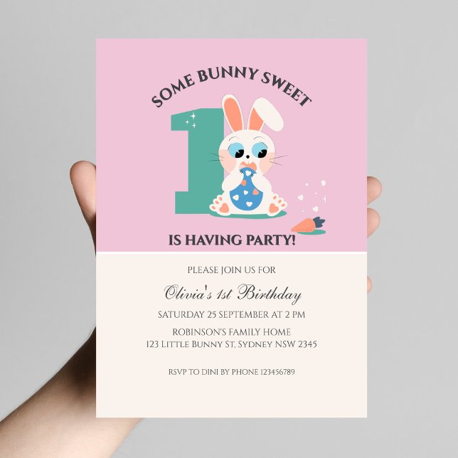 Some bunny sweet rabbit birthday invitation (Creator Uploaded)