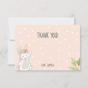 Some Bunny Thank You Card Easter Pink Girl