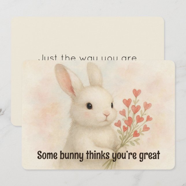 Some Bunny Thinks You’re Great Valentines Day Card (Front/Back)