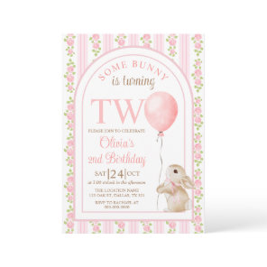 Some Bunny Vintage Rabbit 2nd Birthday Invitation