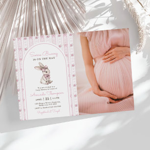 Some Bunny Vintage Rabbit Baby Shower Photo Invitation