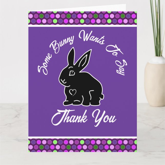 Some Bunny Wants to Say Thank You Lilac Polka Dots Card (Front)