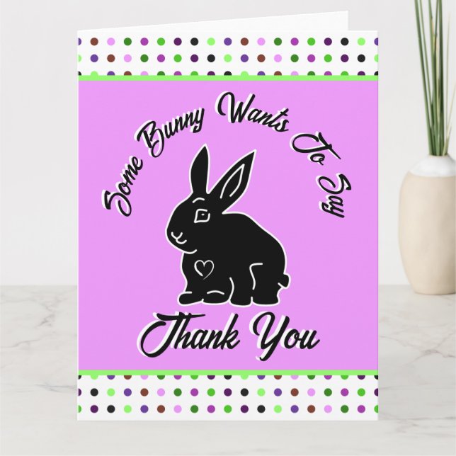 Some Bunny Wants to Say Thank You Lilac Polka Dots Card (Front)