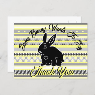 Some Bunny Wants to Say Thank You, Yellow and Gray Postcard