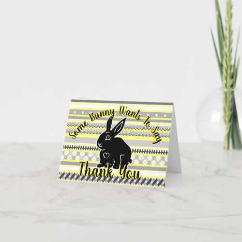 Some Bunny Wants to Say Thank You Yellow and Gray Thank You Card