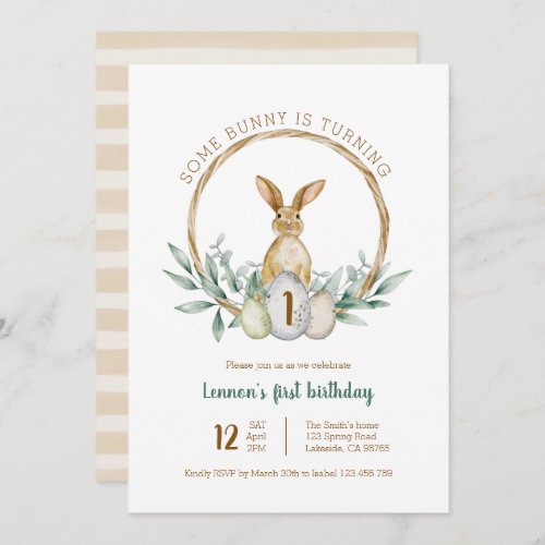 Some Bunny Watercolor Wreath Invitation