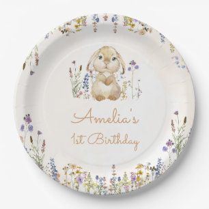 Some Bunny Wildflower Birthday Paper Plates