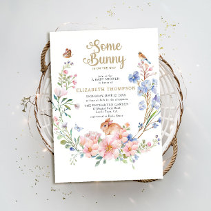 Some Bunny Wildflowers Garden Cute Baby Shower Invitation