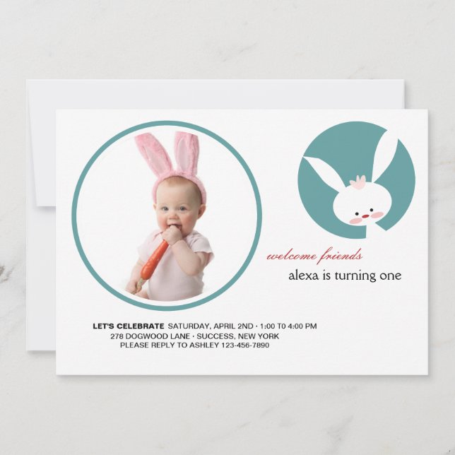 Some Bunny's Birthday Photo Invitation (Front)