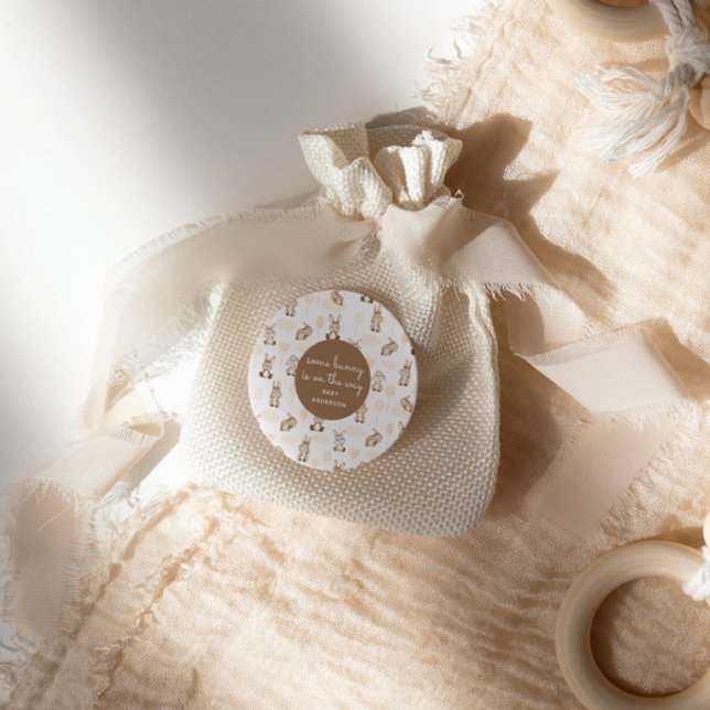 Some Bunny's On The Way Baby Shower Classic Round Sticker (Creator Uploaded)