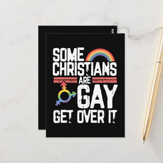  Some Christians Are Gay Get Over It Postcard (Front/Back In Situ)