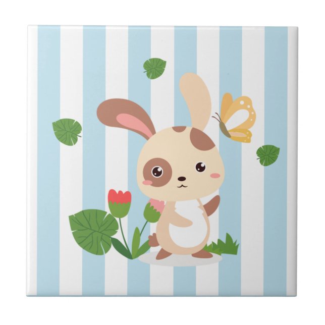 Some Cute Bunny Ceramic Tile (Front)